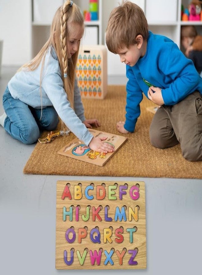 Vastate Wooden Puzzle Board with ABC Letters & Shapes - Educational Learning Toy for Kids to Enhance Alphabet & Shape Recognition (Set of 1) - Image 2